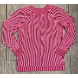 Land's End Women’s Drifter Pink Ribbed Cotton Sweater 100% Cotton Size Medium